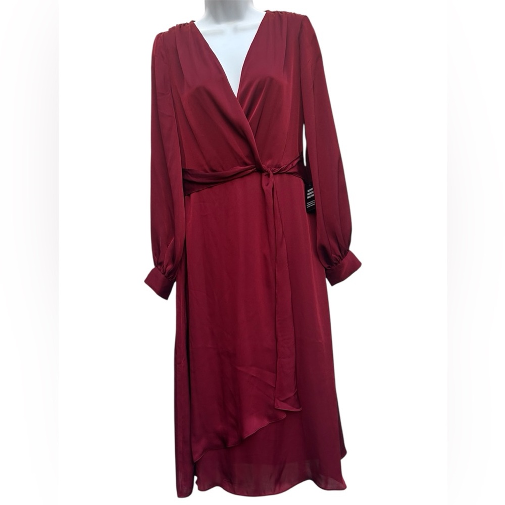 EXPRESS NWT Women’s Satin Twist Front Midi Burgundy Dress Size: S